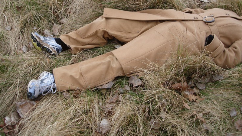 A woman lying in the grass